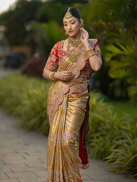 Red traditional saree